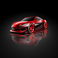 fancy sports luxury car transparent backround red automobile racing ai gen