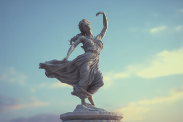 Majestic marble statue of an ancient Greek goddess, creae-ted with AI  - obrazy, fototapety, plakaty