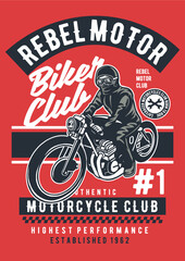 Motorcycle Rider Custom Classic Tshirt Design Retro Vintage 