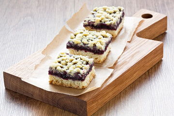 Homemade black currant crumble pie bars delicious sweet dessert
