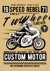 Motorcycle Racing Tshirt Design Retro Vintage 
