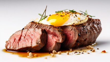 Grilled steak and a fried egg