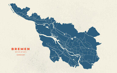 Bremen - Germany map vector poster flyer