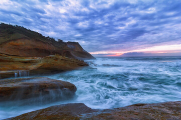 Pacific Ocean view at Cape Kiwanda Oregon Coast during sunset