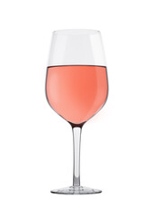 Glass of rose pink wine isolated on white background