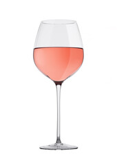Glass of rose pink wine isolated on white background