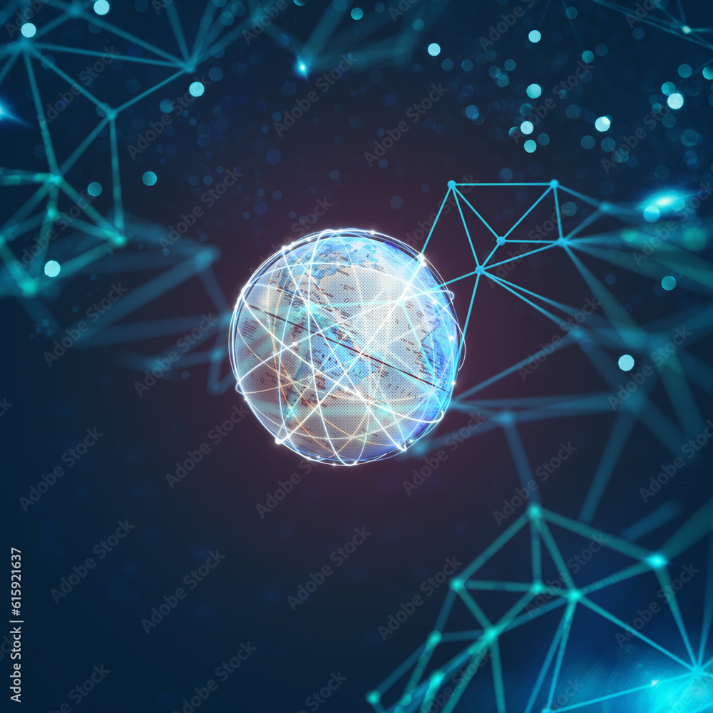 Poster concept of global internet connection network around the world