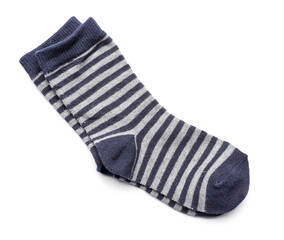 Pair of striped socks isolated on white background