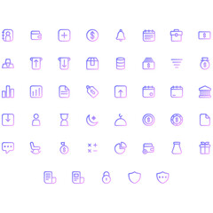 Vector of Investment Icon Set Gradient. Perfect for user interface, new application.