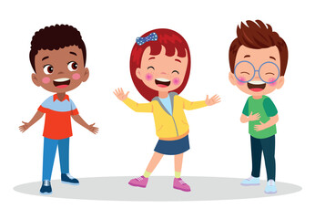 Kids talking with a speech bubble.