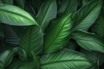 Tropical leaves texture,Abstract nature leaf green texture background,picture can used wallpaper desktop. Generative AI