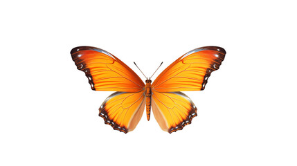 Fototapeta na wymiar Very beautiful yellow orange butterfly in flight isolated on a transparent background., --aspect 16:9