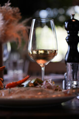 glass of white wine at lunch