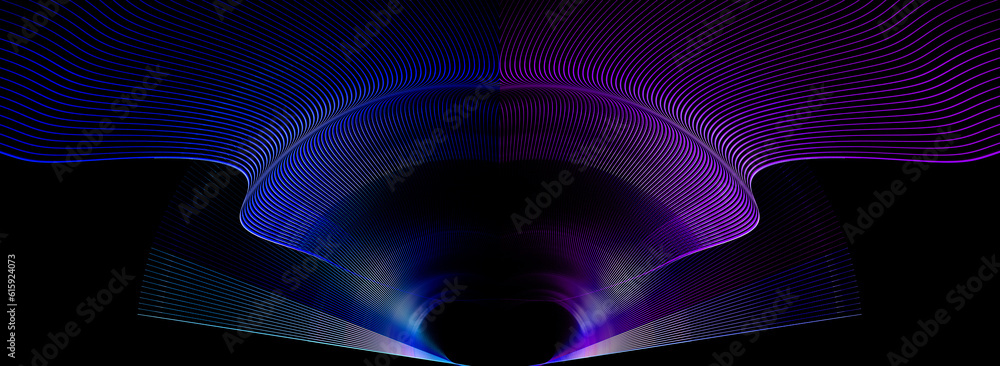 Poster the blue and purple wavy lines create an interesting shape against the black background. abstract fr