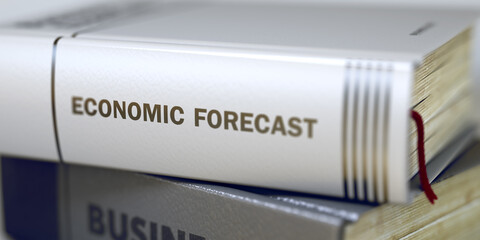 Economic Forecast - Book Title. Book Title of Economic Forecast. Economic Forecast - Leather-bound Book in the Stack. Closeup. Toned Image. 3D Rendering.