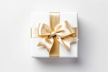 Gift box wrapped with craft paper and bow on neutral background with boke. - obrazy, fototapety, plakaty