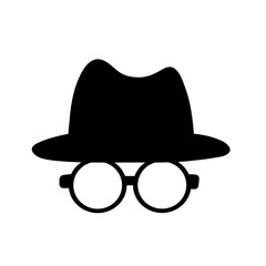 hat and eye glass glyph vector icon vector