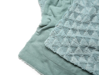 New soft blanket on white background