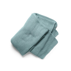 New soft knitted blanket on white background
