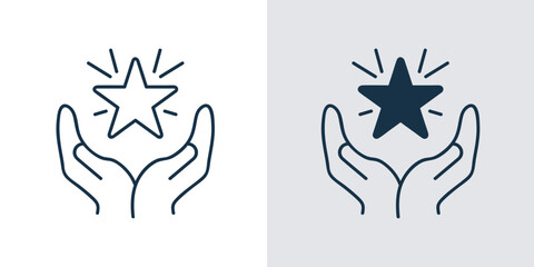 Reward icon Vector. Hand Holding a Star Charity concept illustration