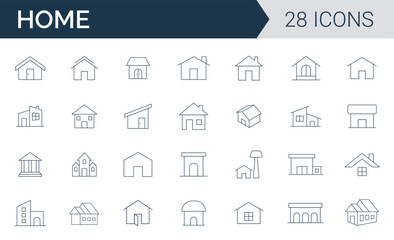 House and home icon set vector. Collection of houses related line icons