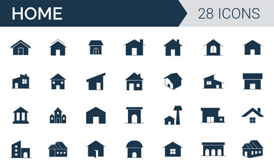 House and home icon set vector. Collection of houses related solid icons