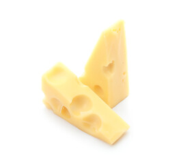 Tasty Swiss cheese isolated on white background