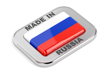 Made in Russia badge with Russian flag inside