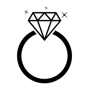 Illustration female diamond ring on white background.