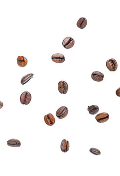 Flying coffee beans on white background © Pixel-Shot