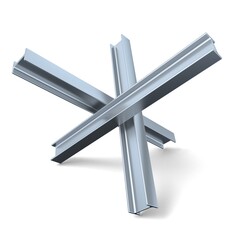 Steel street barrier in shape of anti-tank Czech hedgehog obstacle 3D render illustration isolated on white background © Designpics