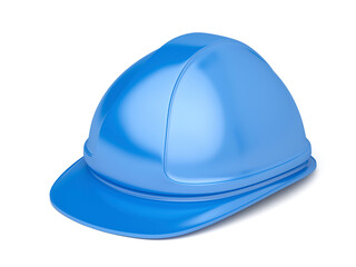 Blue safety helmet on white background
