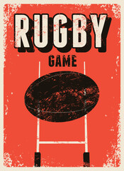 Rugby Game typographical vintage grunge style poster design. Retro vector illustration.