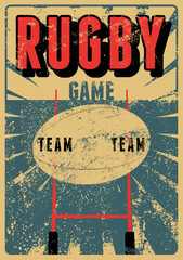Rugby Game typographical vintage grunge style poster design. Retro vector illustration.