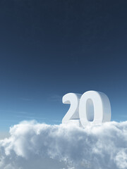 number twenty on clouds - 3d rendering