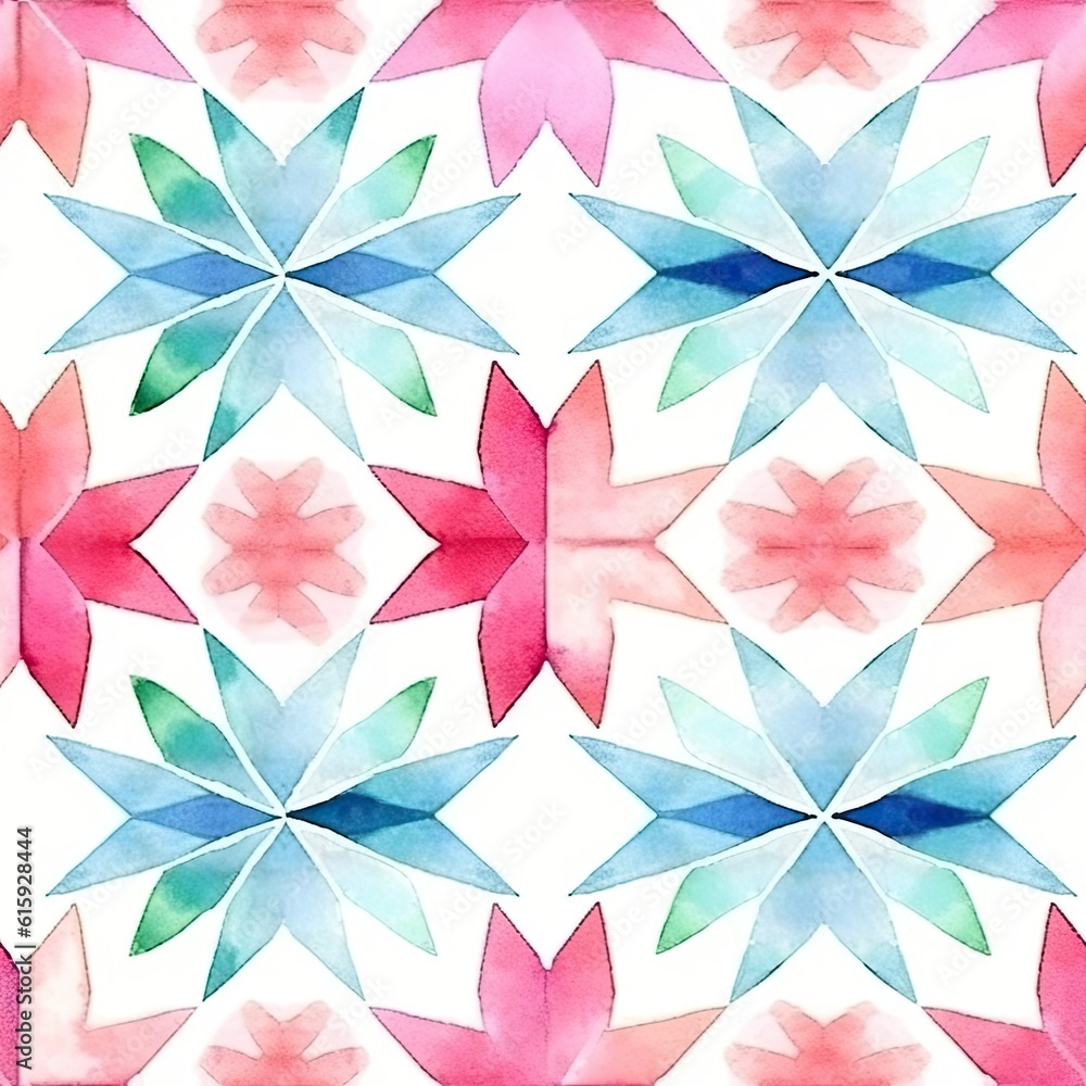 Poster seamless pattern background with abstract watercolor textured geometric figures for printing, packag