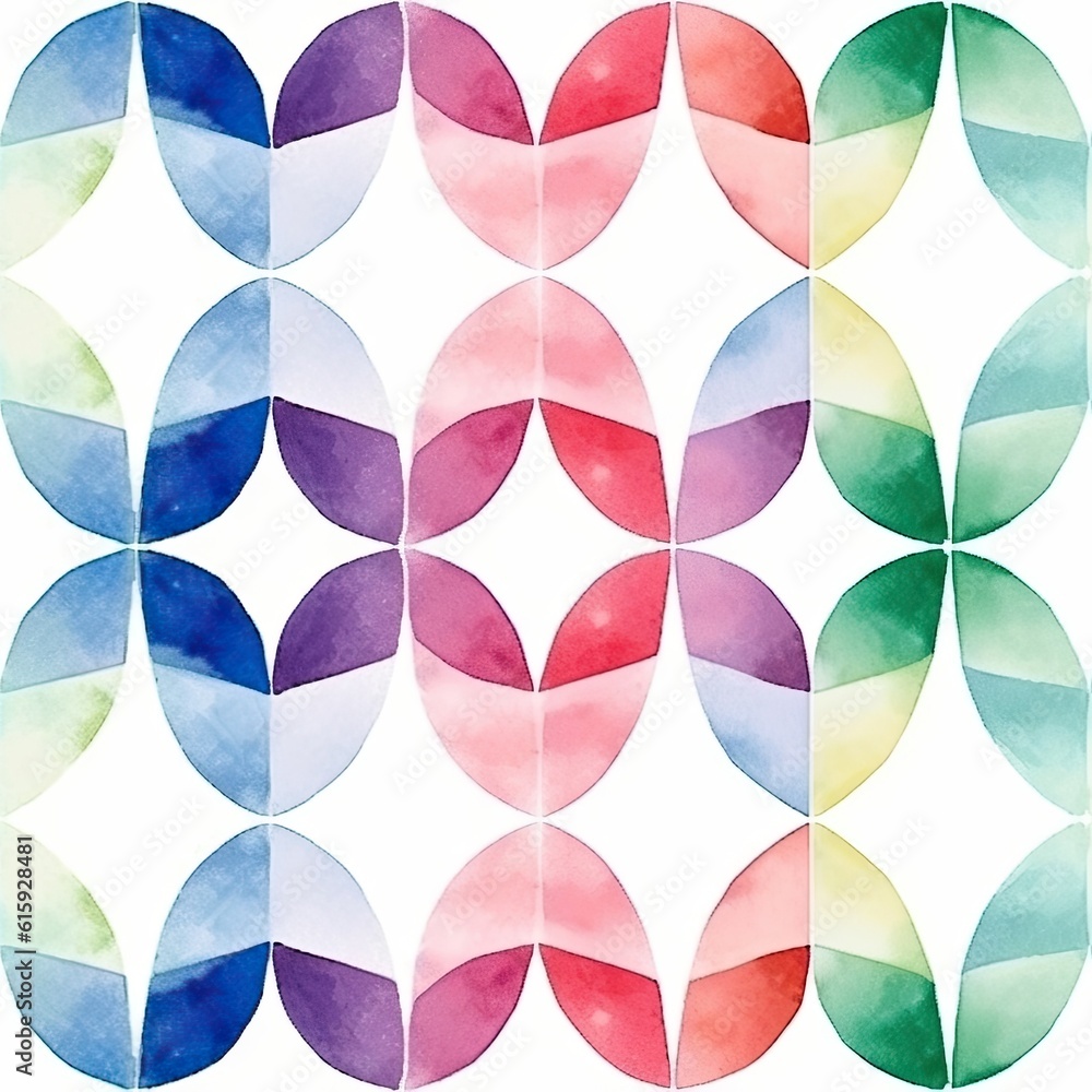 Poster seamless pattern background with abstract watercolor textured geometric figures for printing, packag