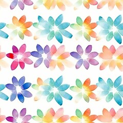 Obraz premium Seamless pattern background with abstract watercolor textured floral ornament for printing, packaging, textile. Aquarelle simple mosaic on white background. Bright pastel colors