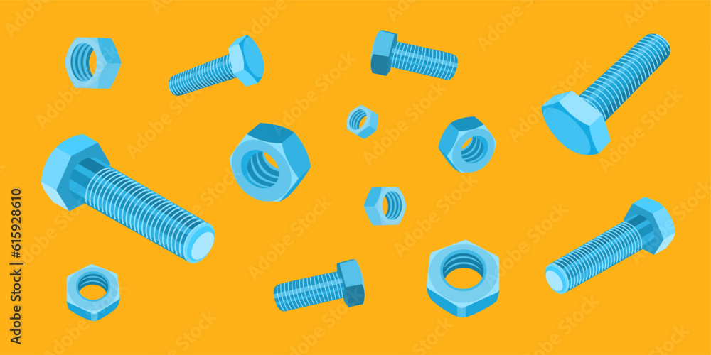 Wall mural nuts and bolts on contrasting background