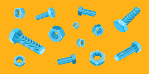 nuts and bolts on contrasting background