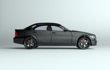 Obraz premium Generic brandless sports car on gray background. 3d illustration