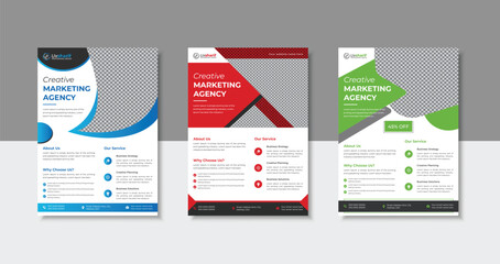 Modern business flyer template design, 3 colors high-quality flyer for marketing