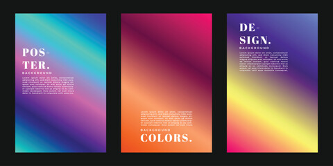 Colorful gradient background template copy space set. Colour gradation backdrop design for poster, banner, brochure, magazine, leaflet, pamphlet, cover, or booklet.