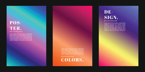 Fototapeta premium Colorful gradient background template copy space set. Colour gradation backdrop design for poster, banner, brochure, magazine, leaflet, pamphlet, cover, or booklet.