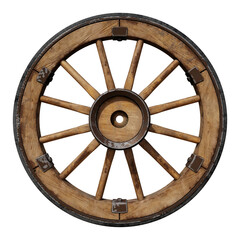 old wooden wagon wheel - obrazy, fototapety, plakaty