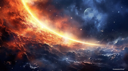 starry deep outer space nebual and galaxy,  Created using generative AI tools.