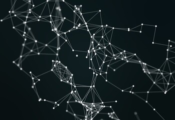 3d illustration, concept of technology, lines and dots