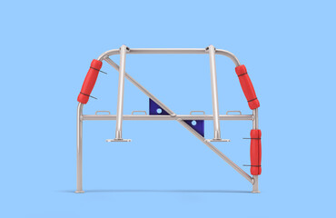 steel frame amplifier for back car body 3d render on blue