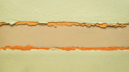 paper abstract in green, orange and brown with a copy space, blank web banner