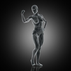 Fototapeta premium 3D render of a muscular female flexing arm muscle